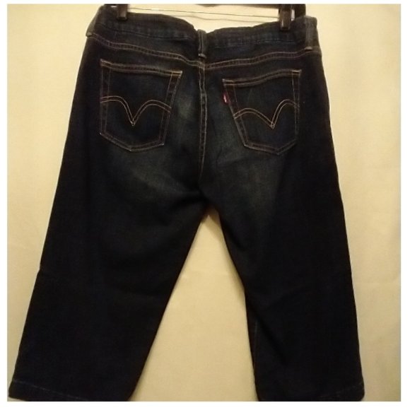 Levis 545 Capri Jeans Size 10 Dark Wash Denim Stretch Pockets Mid Rise - Picture 2 of 5